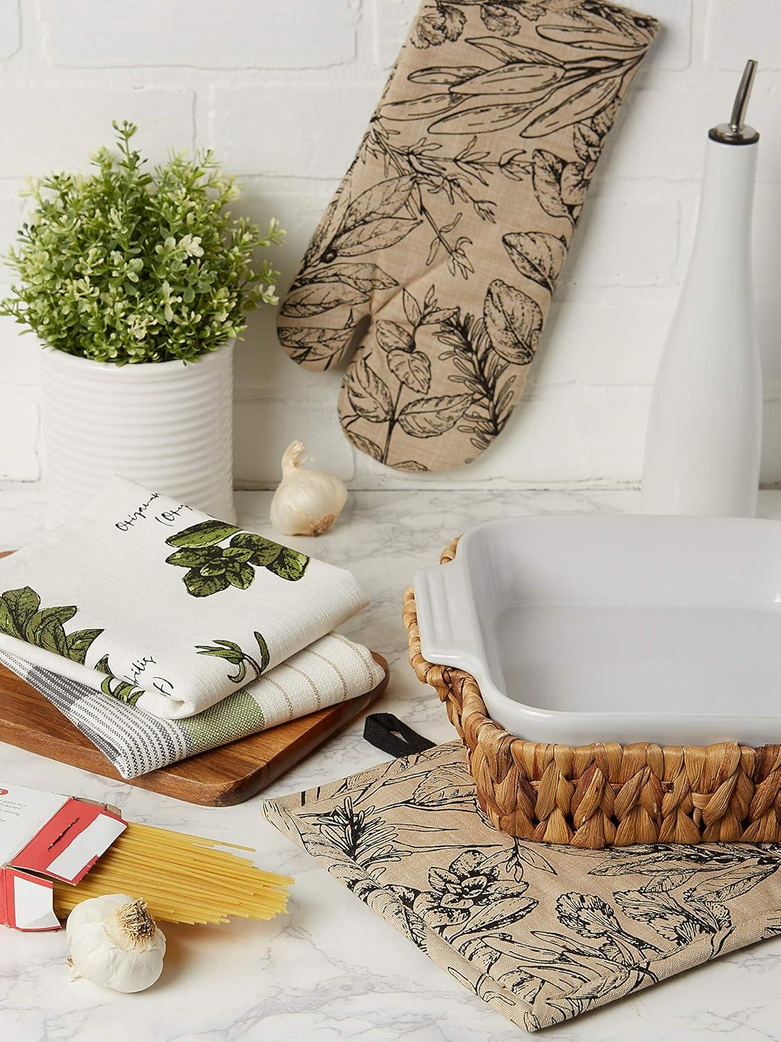 imageDII Kitchen Gift Set Collection Pot Holder ampamp 3 Dish Towels Fresh Herbs 4 PieceFresh Herbs