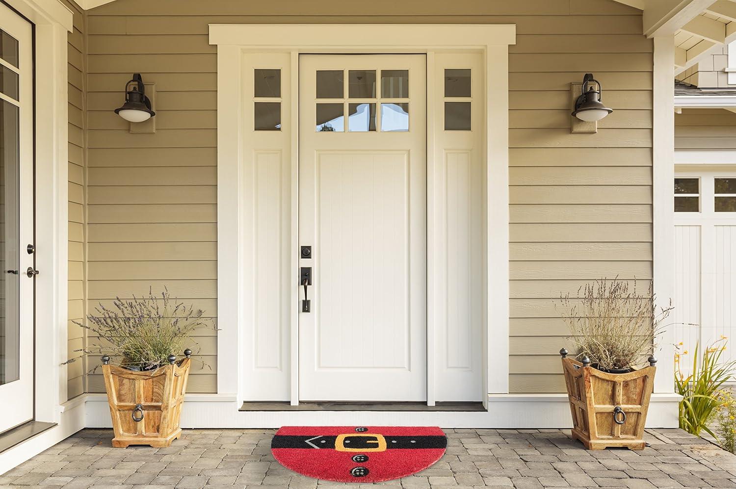 imageDII Outdoor Christmas Door Mat Collection Natural Coir Doormat ampamp Front Porch Dcor 17x29 Santa Belly GoldSanta Belly Gold