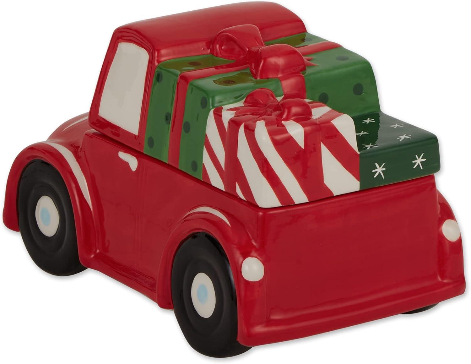 imageDII Seasonal Holiday Baking Collection Decorative Kitchen Servewrucke 105x6x65 Red Christmas Truck Cookie Jar