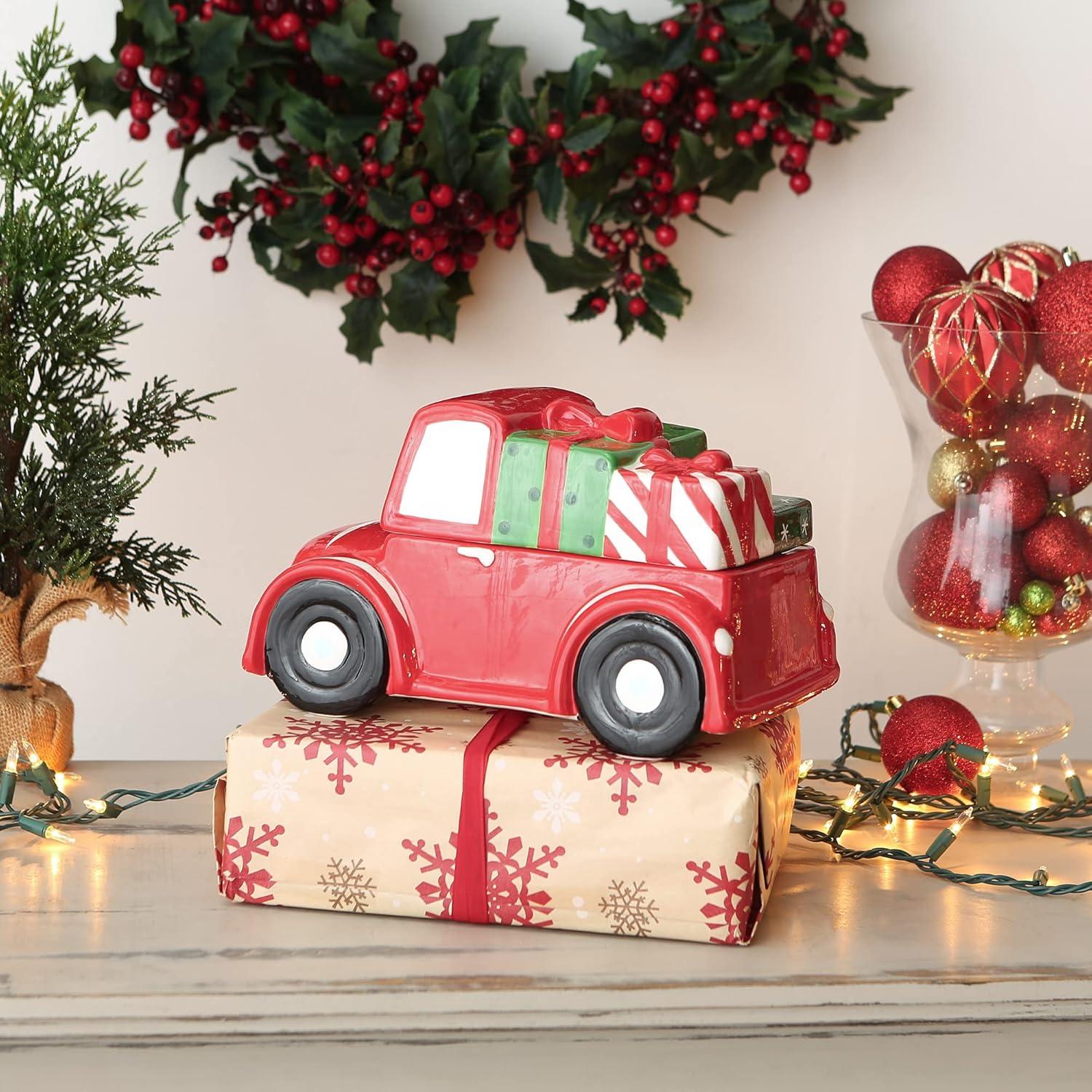 imageDII Seasonal Holiday Baking Collection Decorative Kitchen Servewrucke 105x6x65 Red Christmas Truck Cookie Jar