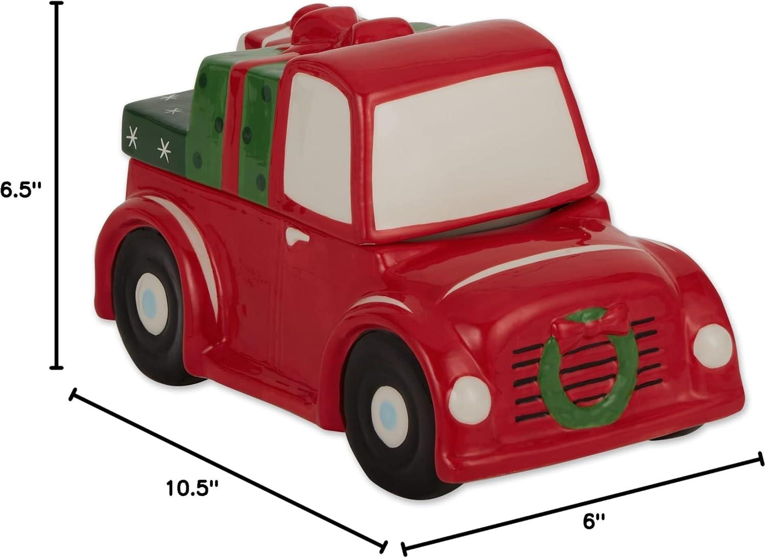 imageDII Seasonal Holiday Baking Collection Decorative Kitchen Servewrucke 105x6x65 Red Christmas Truck Cookie Jar