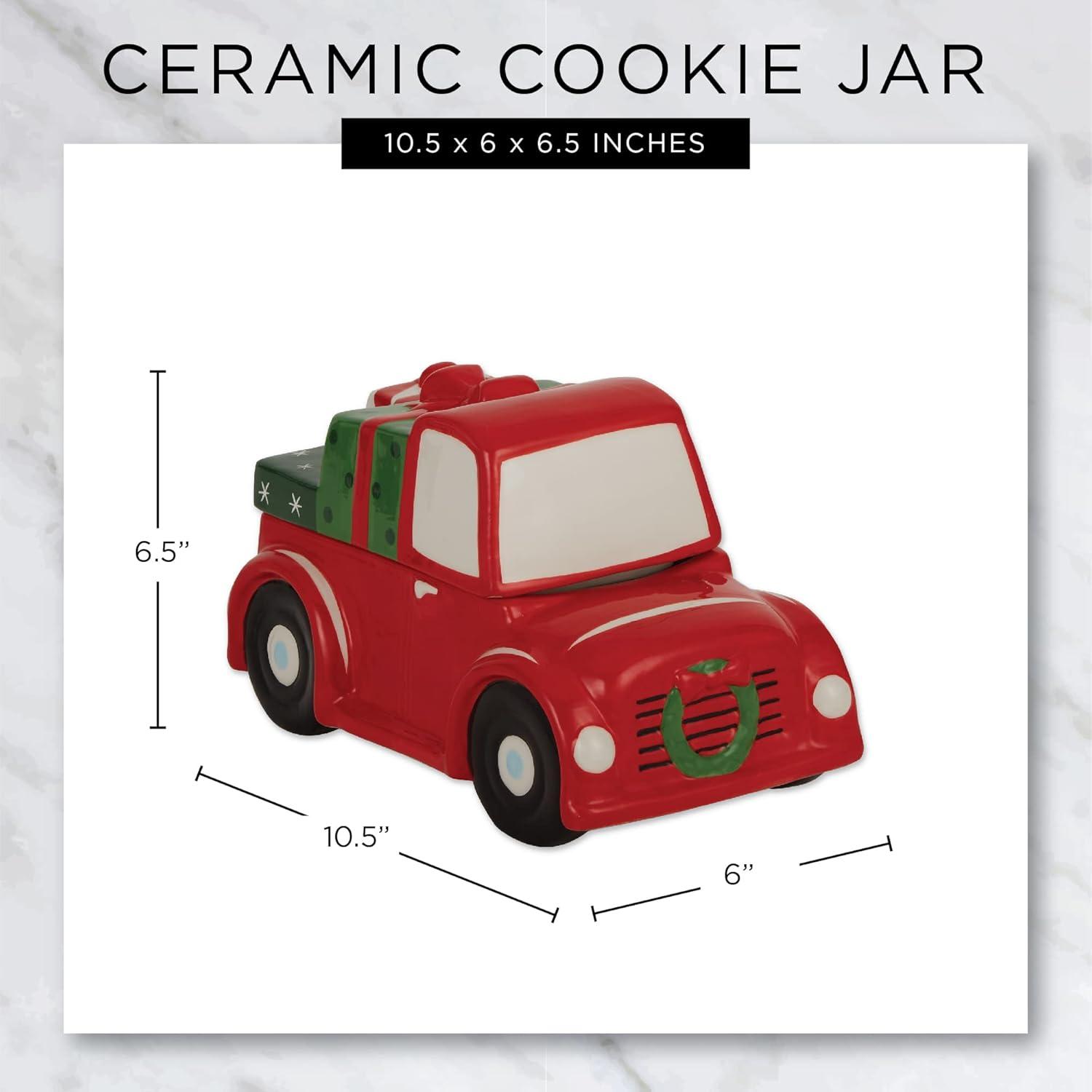imageDII Seasonal Holiday Baking Collection Decorative Kitchen Servewrucke 105x6x65 Red Christmas Truck Cookie Jar