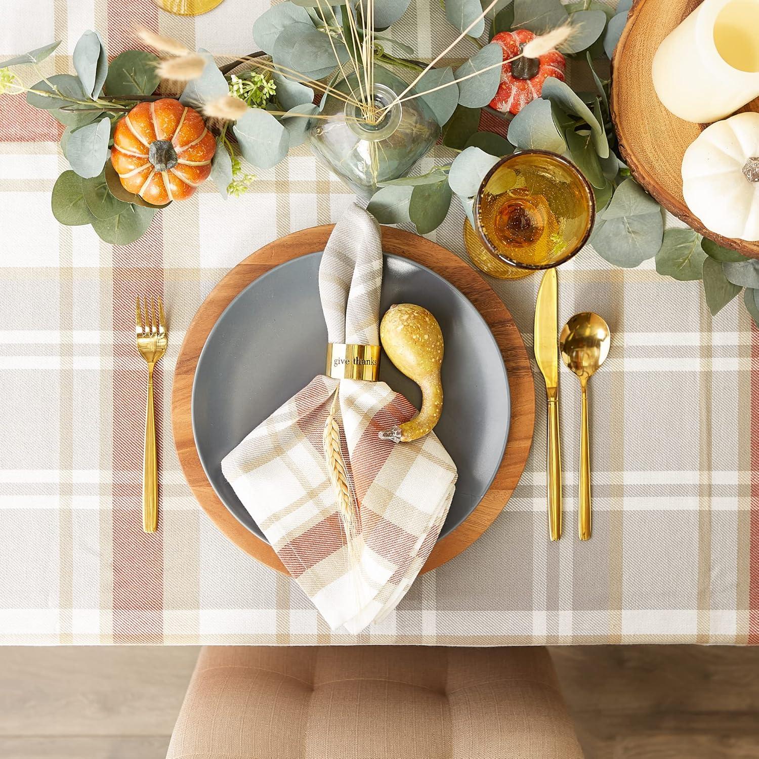 imageDII Thankful Autumn Collection Fall Tabletop Decoration Reversible Placemat Set 13x19 Falls Bounty 4 PieceCozy Picnic Plaid