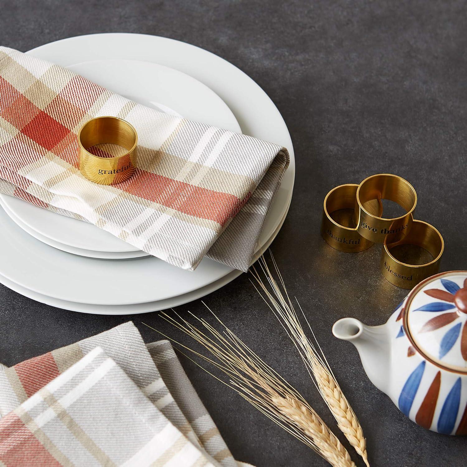 imageDII Thankful Autumn Collection Fall Tabletop Decoration Reversible Placemat Set 13x19 Falls Bounty 4 PieceCozy Picnic Plaid