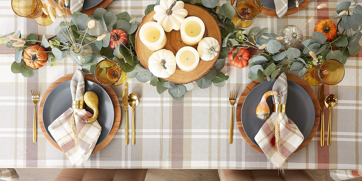 imageDII Thankful Autumn Collection Fall Tabletop Decoration Reversible Placemat Set 13x19 Falls Bounty 4 PieceCozy Picnic Plaid
