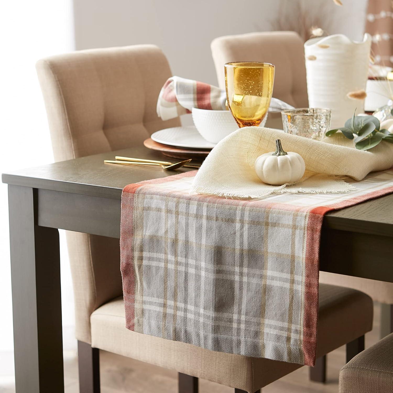 imageDII Thankful Autumn Collection Fall Tabletop Decoration Reversible Placemat Set 13x19 Falls Bounty 4 PieceCozy Picnic Plaid