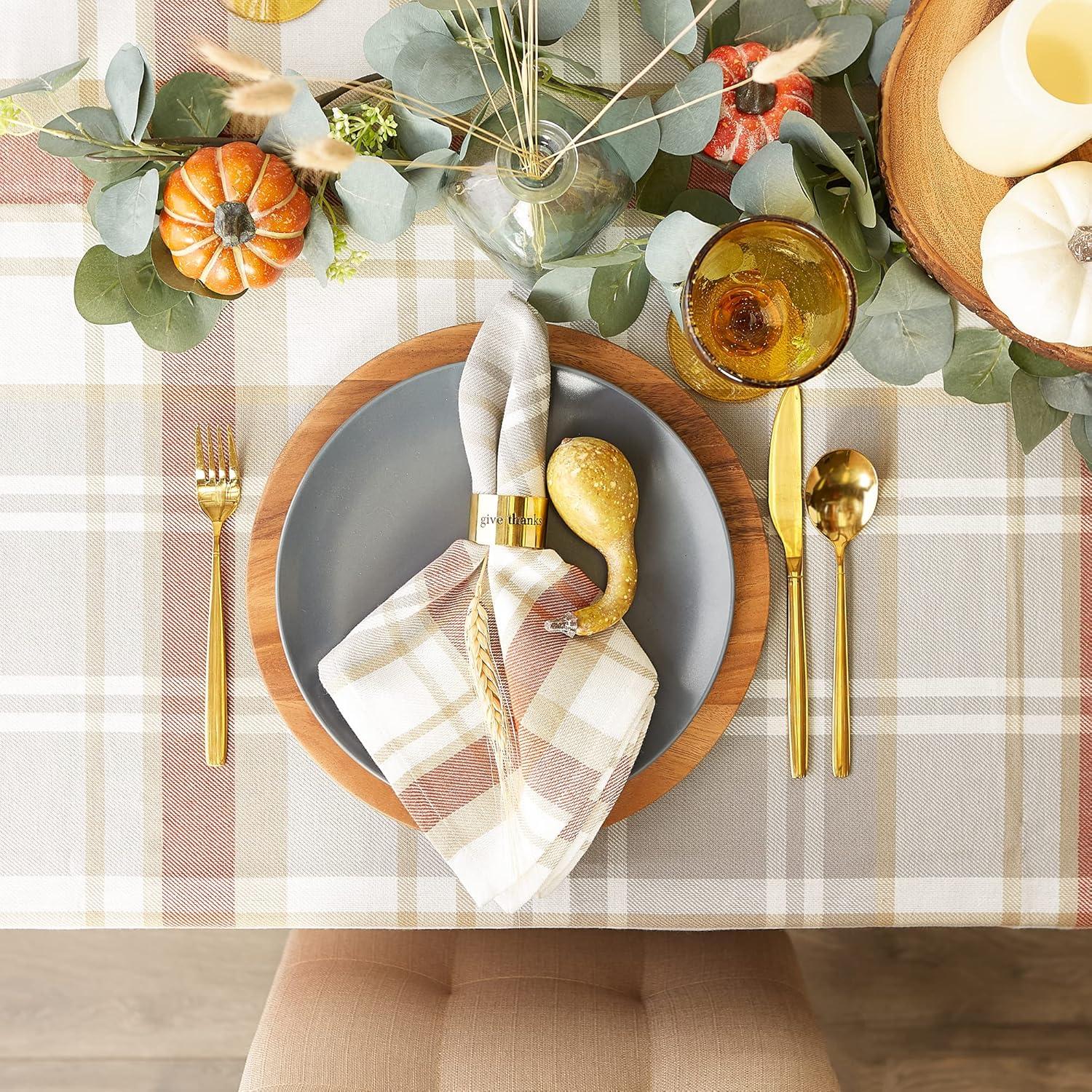 imageDII Thankful Autumn Collection Fall Tabletop Decoration Reversible Placemat Set 13x19 Falls Bounty 4 PieceCozy Picnic Plaid