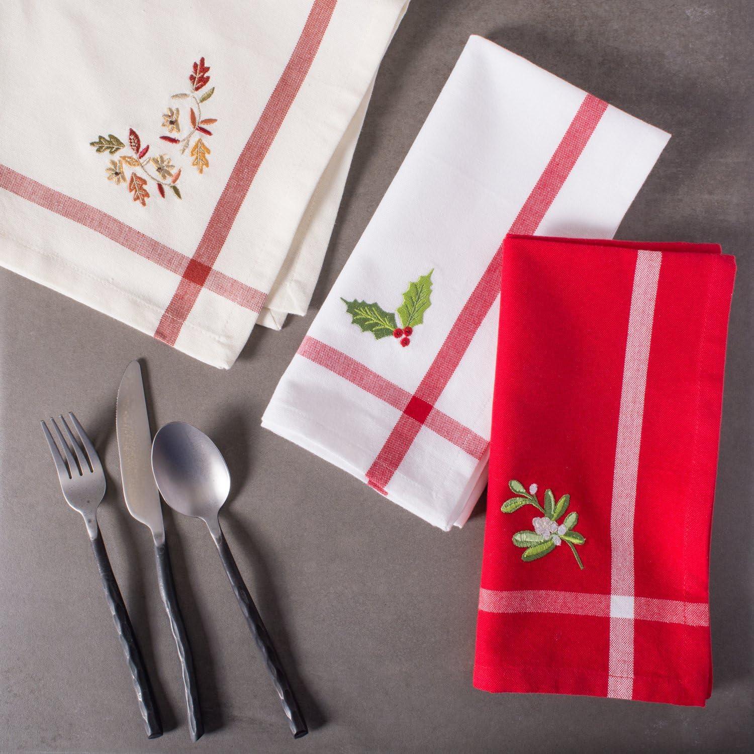imageDII Thankful Autumn Collection Fall Tabletop Decoration Reversible Placemat Set 13x19 Falls Bounty 4 PieceFalling Leaves