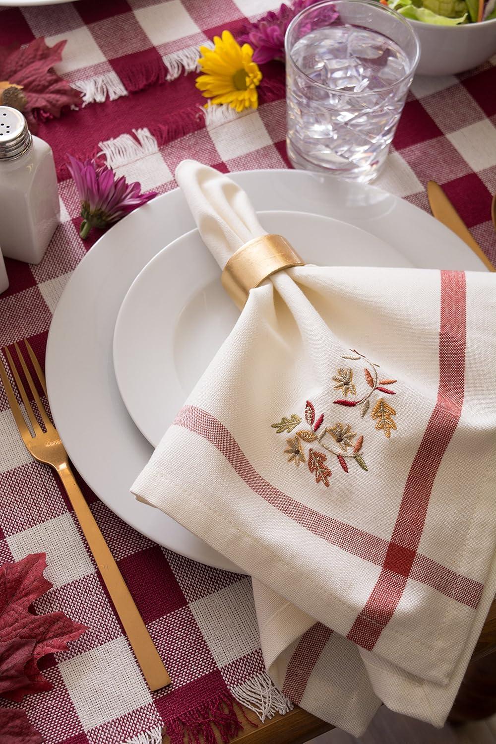 imageDII Thankful Autumn Collection Fall Tabletop Decoration Reversible Placemat Set 13x19 Falls Bounty 4 PieceFalling Leaves