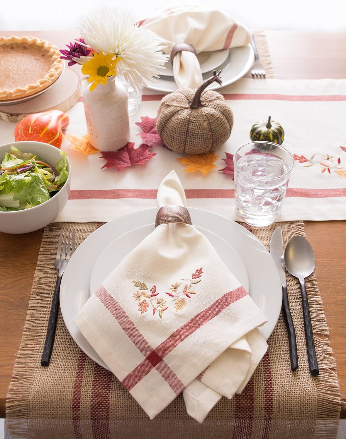 imageDII Thankful Autumn Collection Fall Tabletop Decoration Reversible Placemat Set 13x19 Falls Bounty 4 PieceFalling Leaves