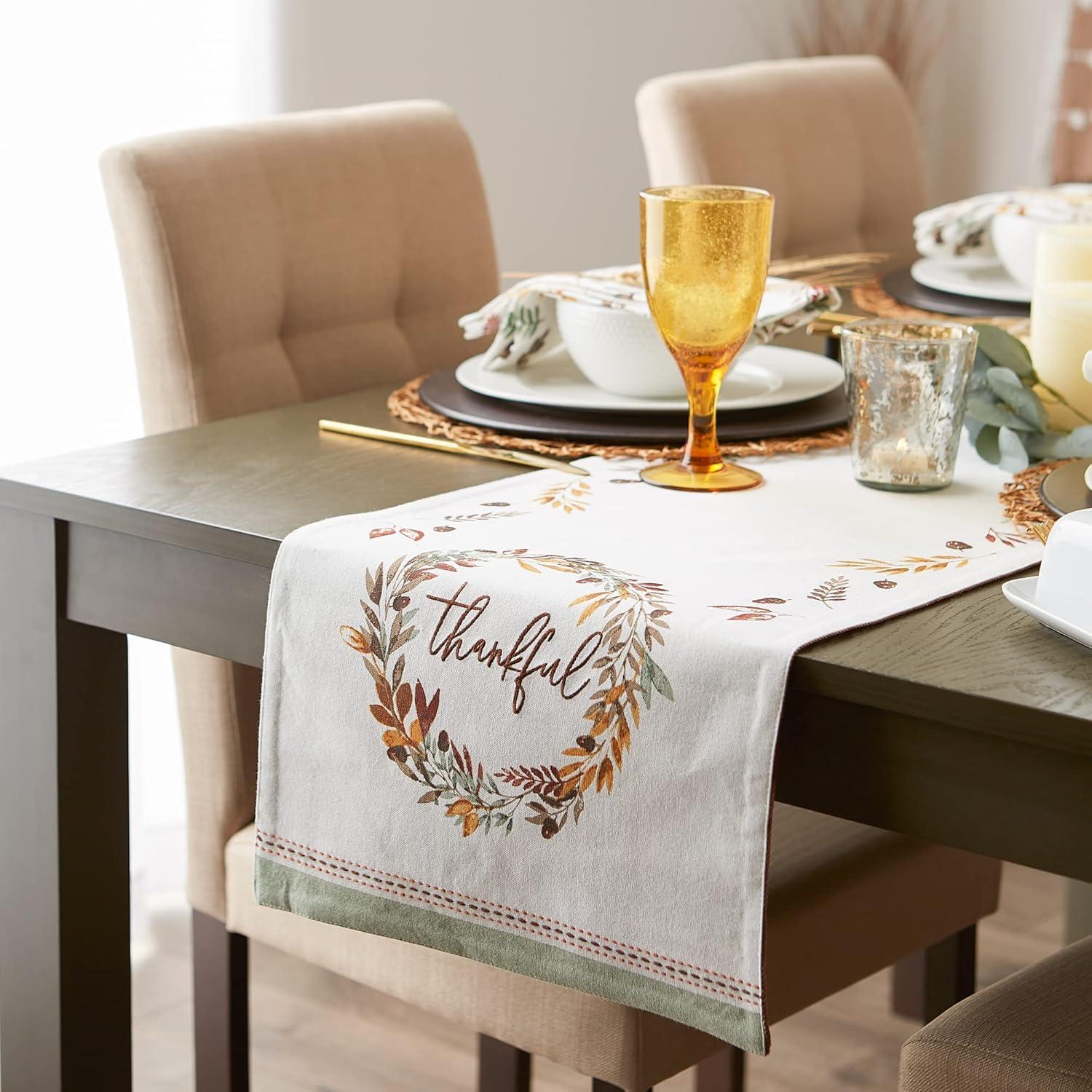 imageDII Thankful Autumn Collection Fall Tabletop Decoration Reversible Placemat Set 13x19 Falls Bounty 4 PieceFalls Bounty