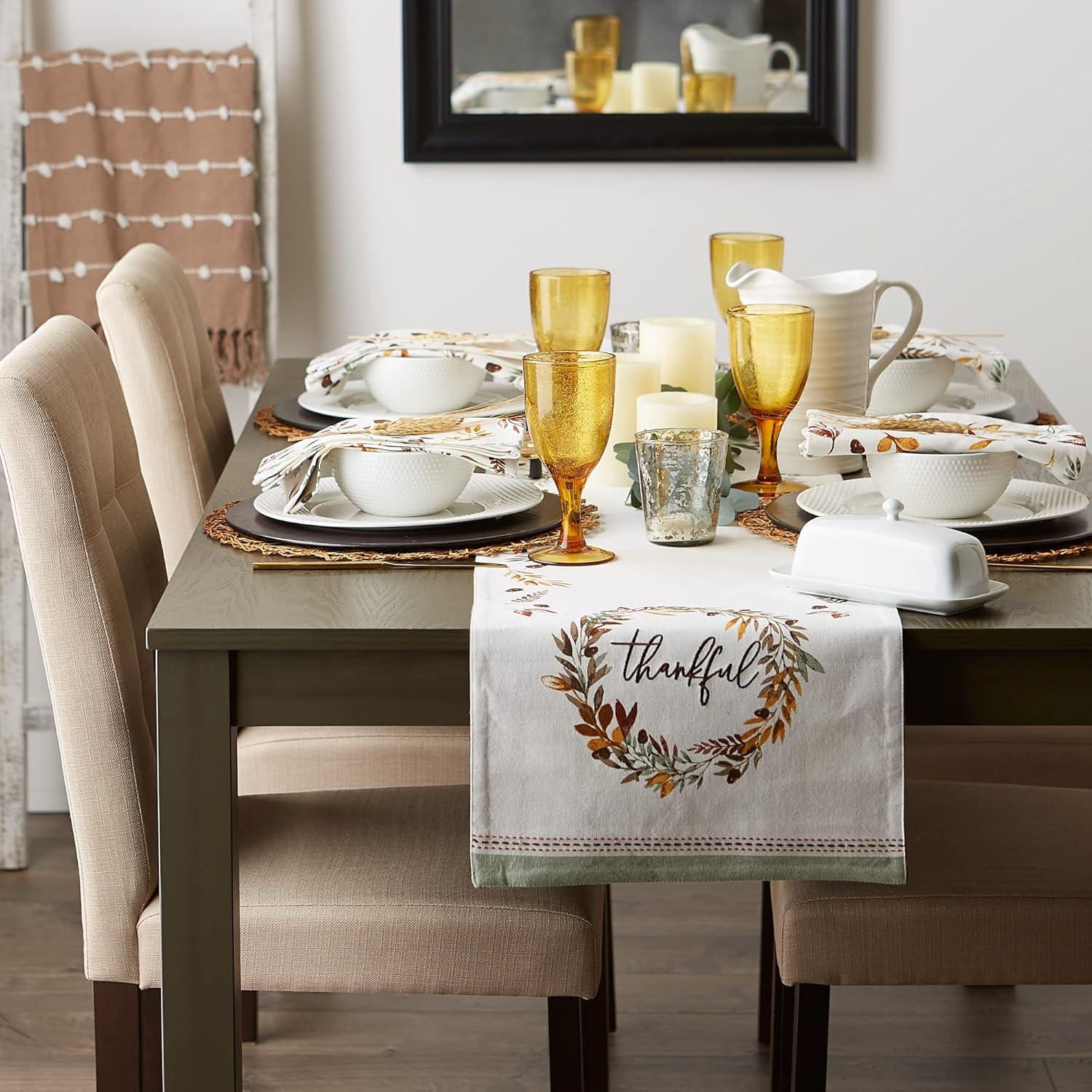 imageDII Thankful Autumn Collection Fall Tabletop Decoration Reversible Placemat Set 13x19 Falls Bounty 4 PieceFalls Bounty