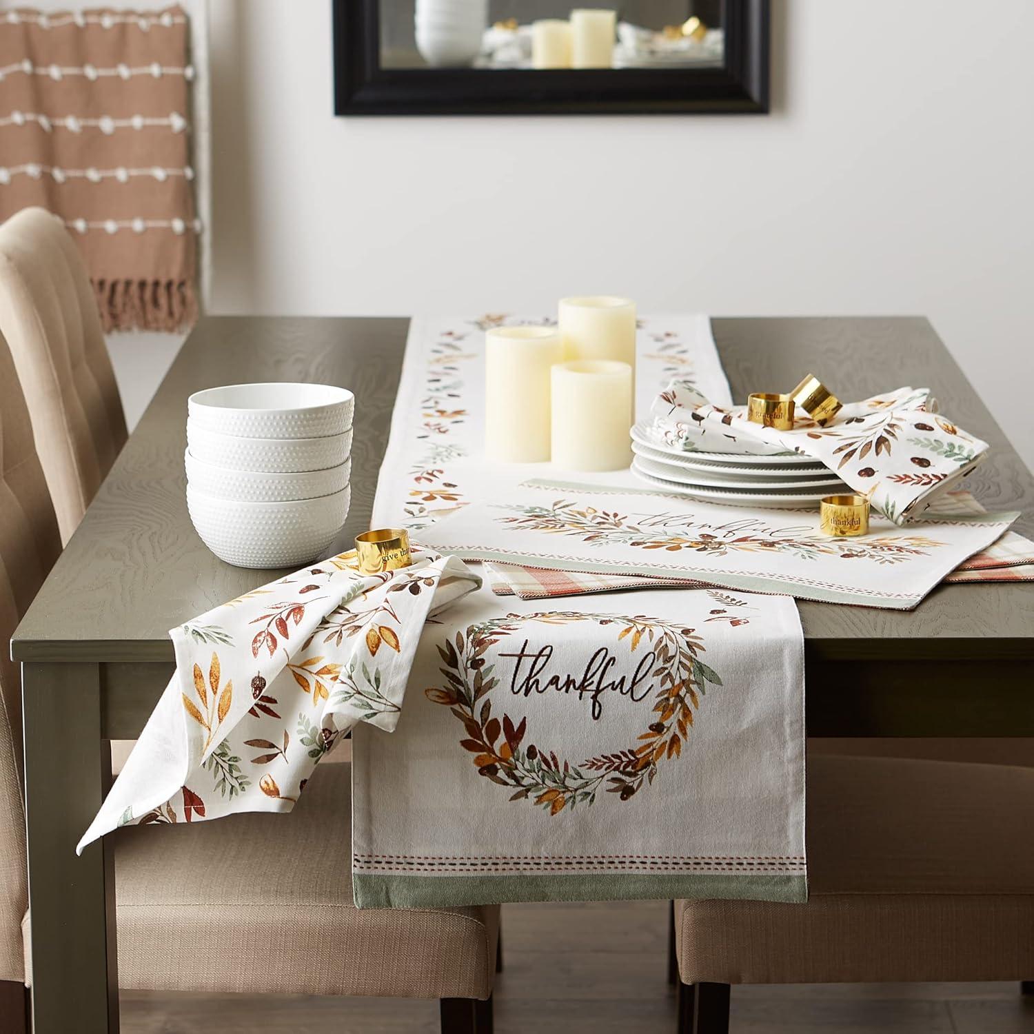 imageDII Thankful Autumn Collection Fall Tabletop Decoration Reversible Placemat Set 13x19 Falls Bounty 4 PieceFalls Bounty