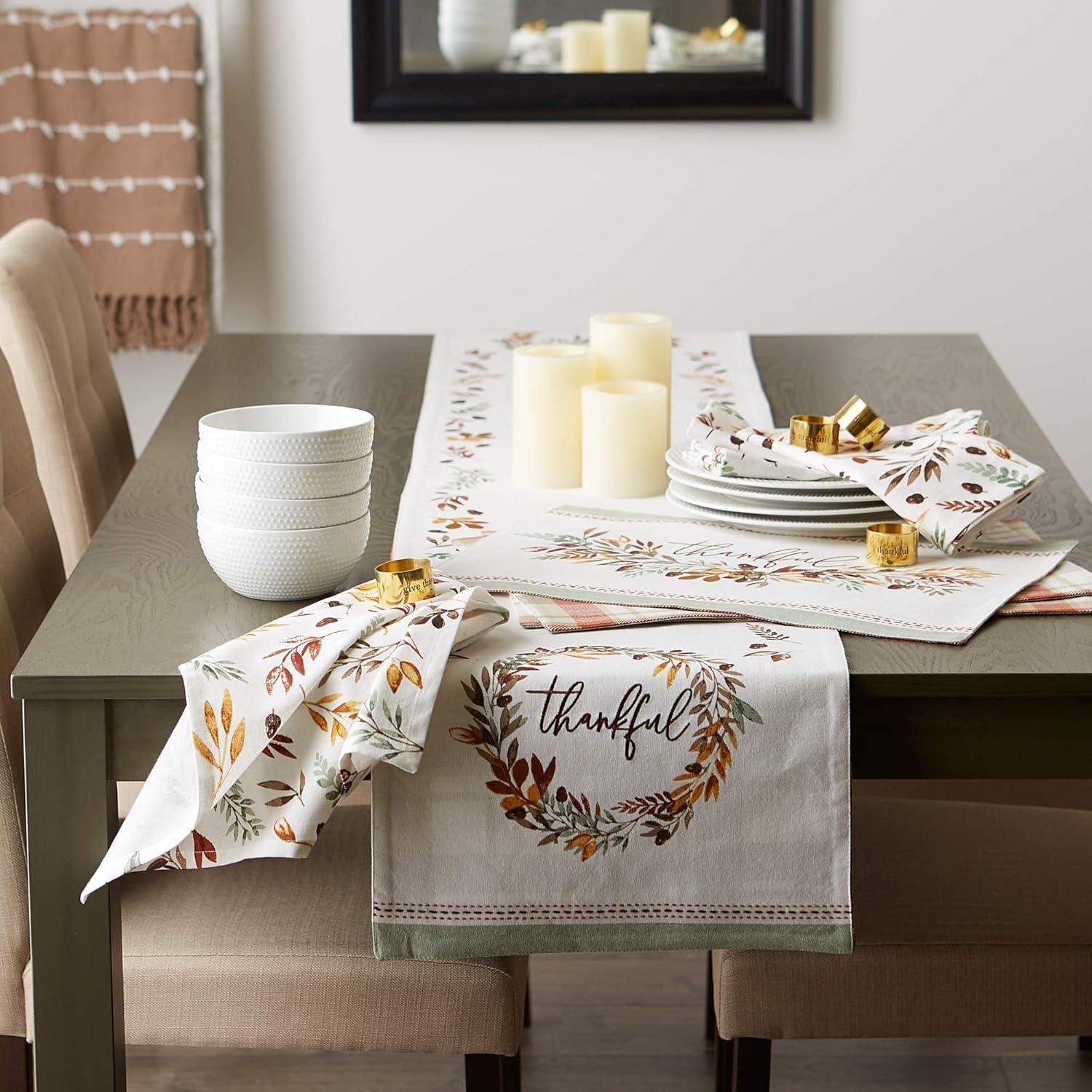 imageDII Thankful Autumn Collection Fall Tabletop Decoration Reversible Placemat Set 13x19 Falls Bounty 4 PieceFalls Bounty