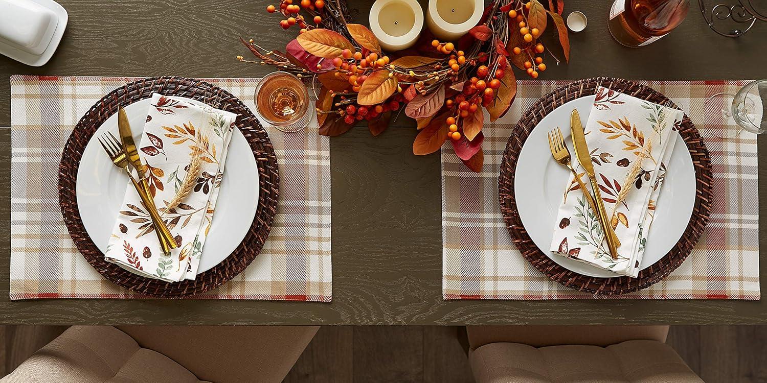 imageDII Thankful Autumn Collection Fall Tabletop Decoration Reversible Placemat Set 13x19 Falls Bounty 4 PieceFalls Bounty