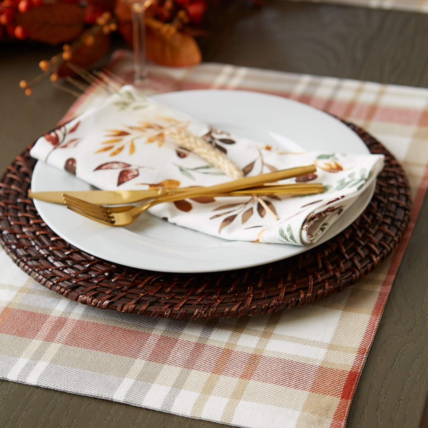 imageDII Thankful Autumn Collection Fall Tabletop Decoration Reversible Placemat Set 13x19 Falls Bounty 4 PieceFalls Bounty