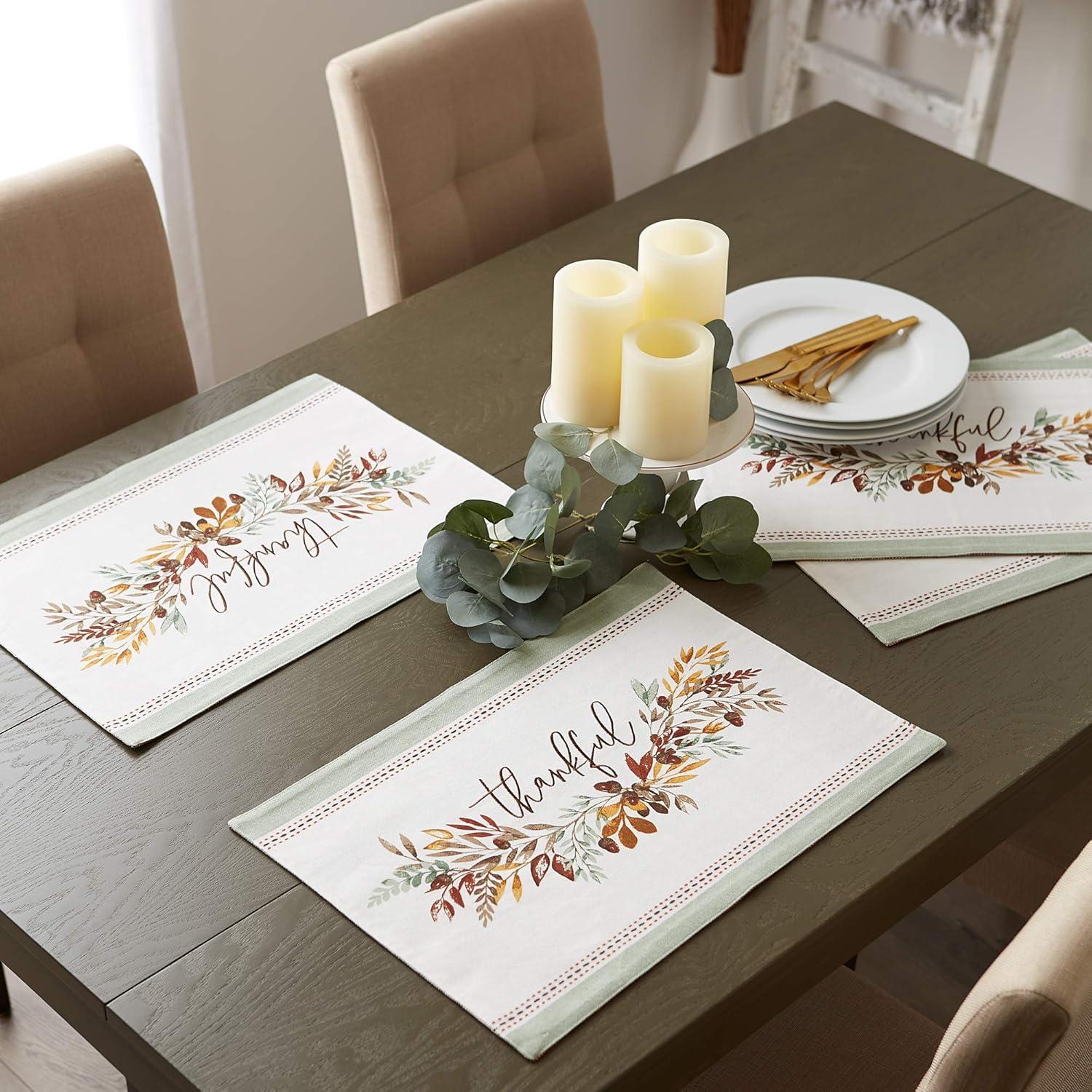 imageDII Thankful Autumn Collection Fall Tabletop Decoration Reversible Placemat Set 13x19 Falls Bounty 4 PieceFalls Bounty
