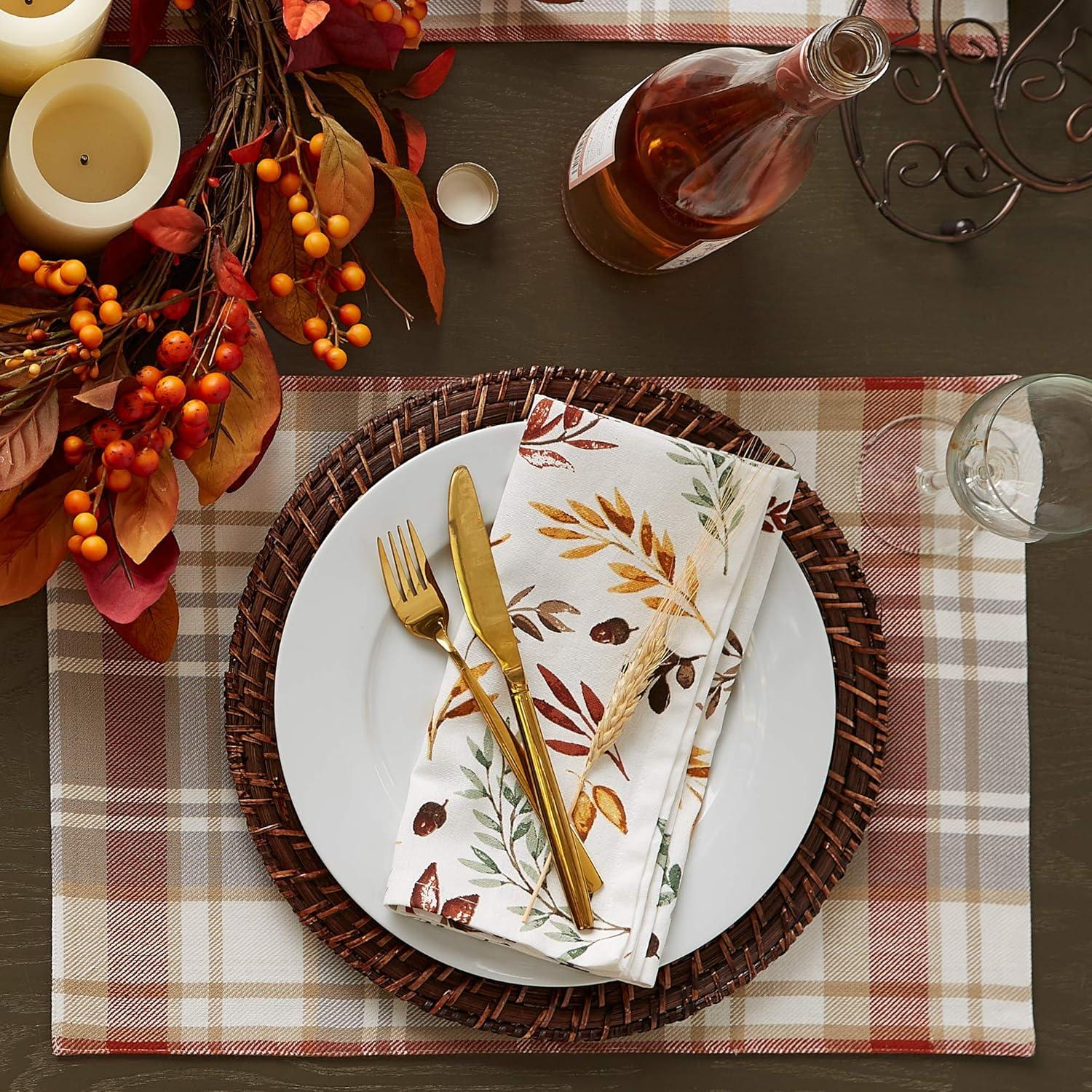 imageDII Thankful Autumn Collection Fall Tabletop Decoration Reversible Placemat Set 13x19 Falls Bounty 4 PieceFalls Bounty