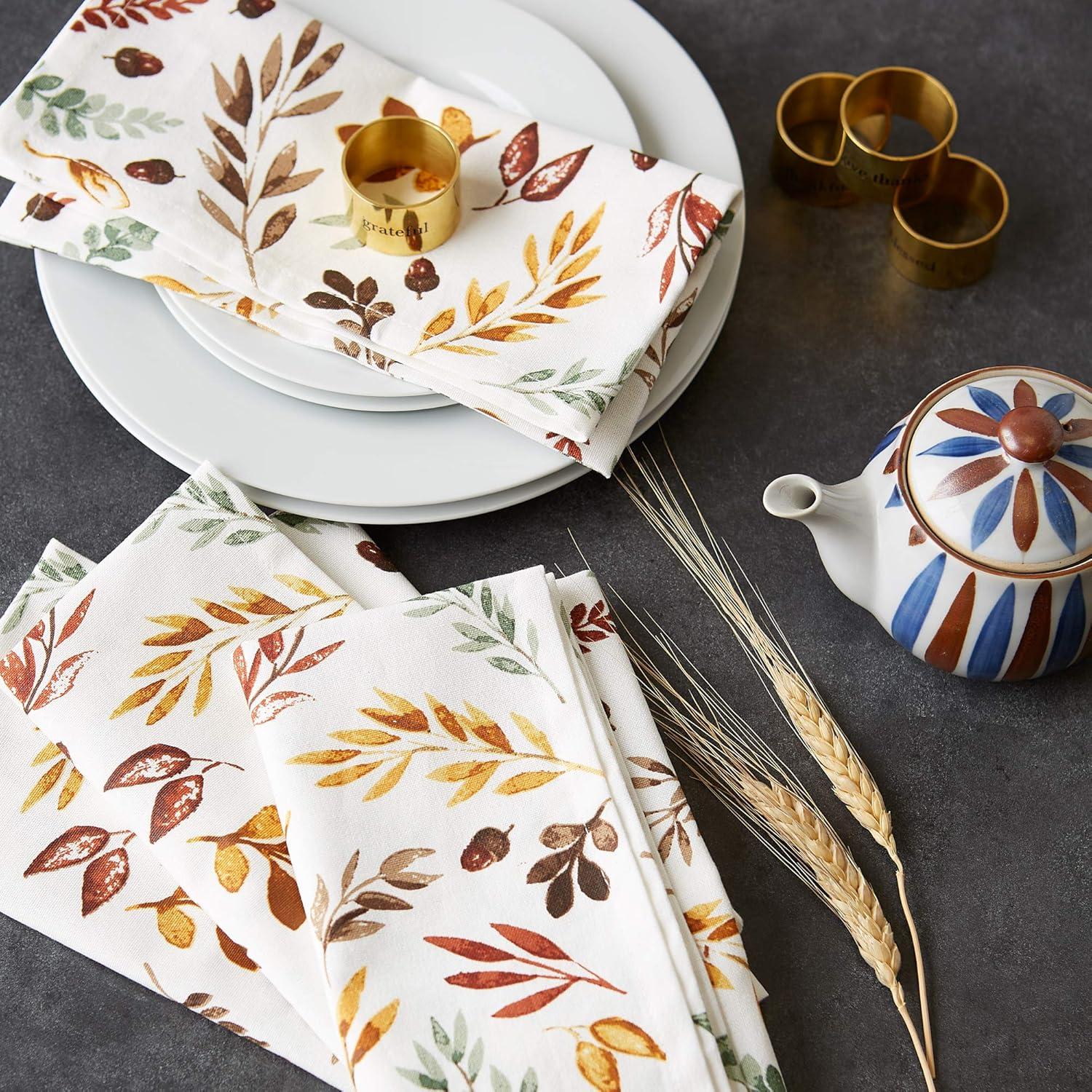 imageDII Thankful Autumn Collection Fall Tabletop Decoration Reversible Placemat Set 13x19 Falls Bounty 4 PieceFalls Bounty