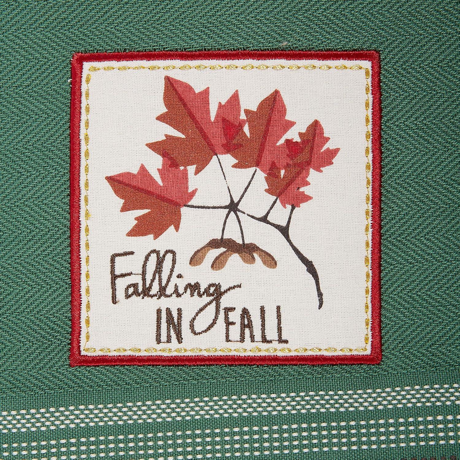 imageDII Thanksgiving Fall Kitchen Towels Collection Decorative Embellished Dish Towel Set 18x28 Falling Leaves 2 CountFalling Leaves