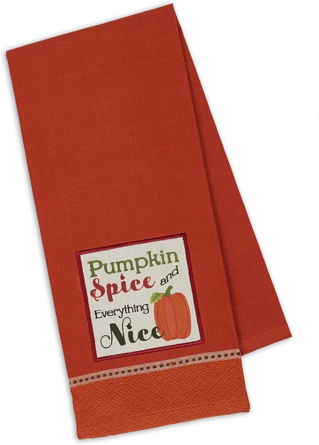 imageDII Thanksgiving Fall Kitchen Towels Collection Decorative Embellished Dish Towel Set 18x28 Wishes 2 CountCountry Pumpkin