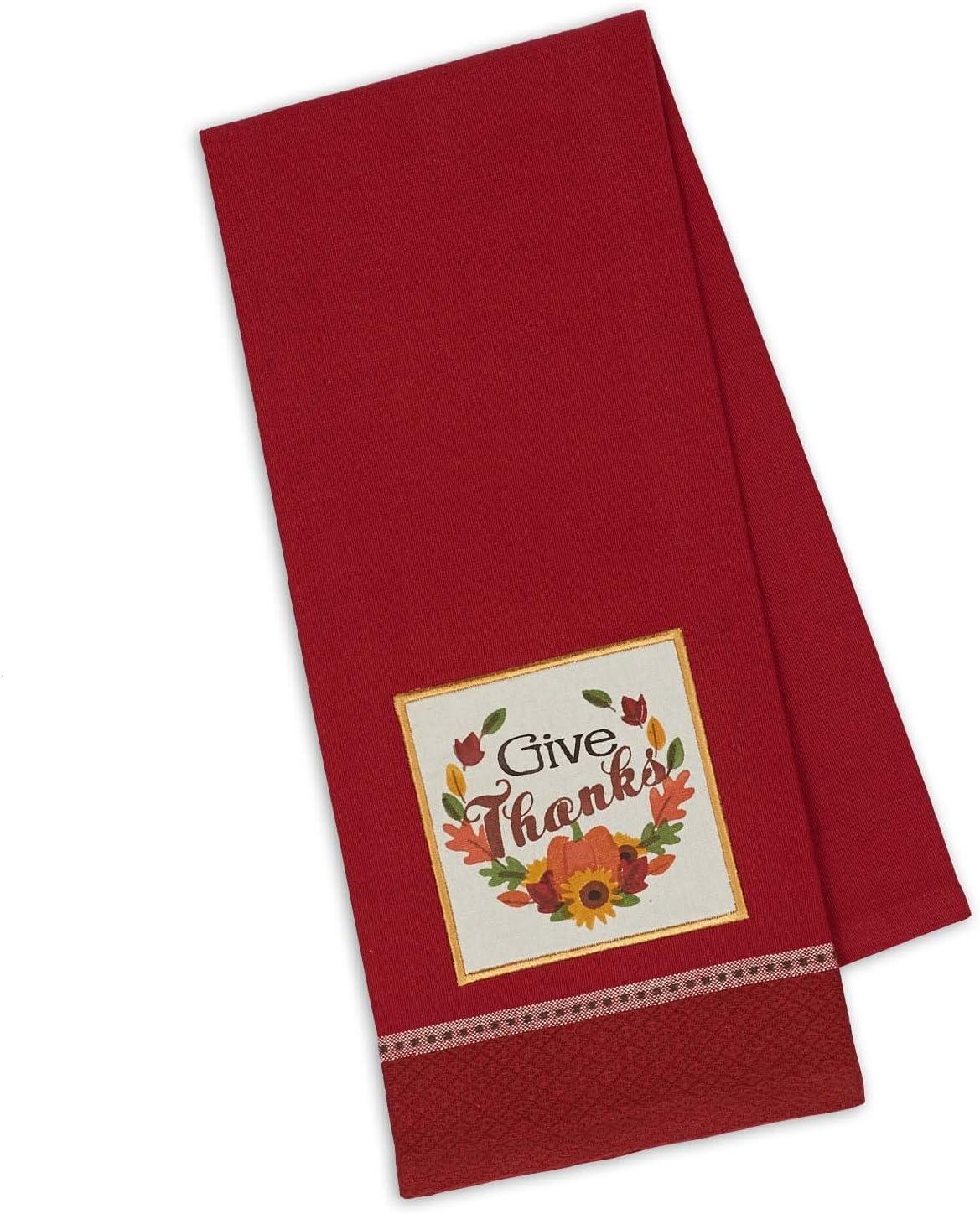 imageDII Thanksgiving Fall Kitchen Towels Collection Decorative Embellished Dish Towel Set 18x28 Wishes 2 CountCountry Pumpkin