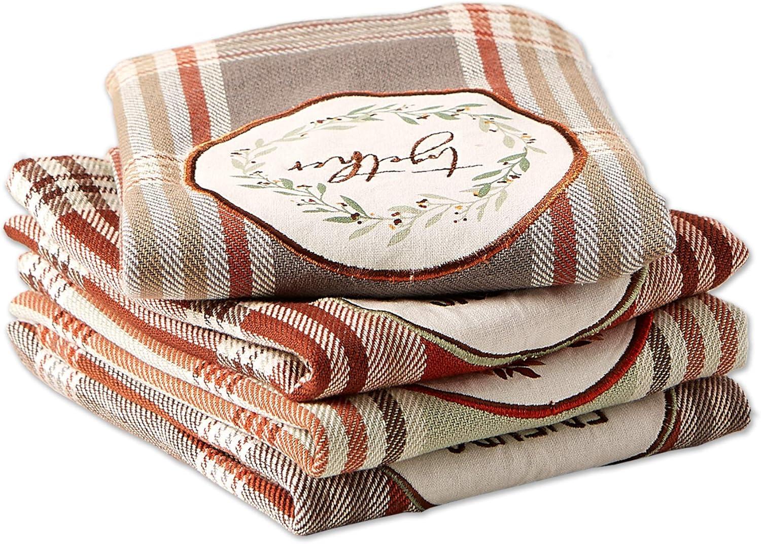 imageDII Thanksgiving Fall Kitchen Towels Collection Decorative Embellished Dish Towel Set 18x28 Wishes 2 CountCozy Picnic Plaid