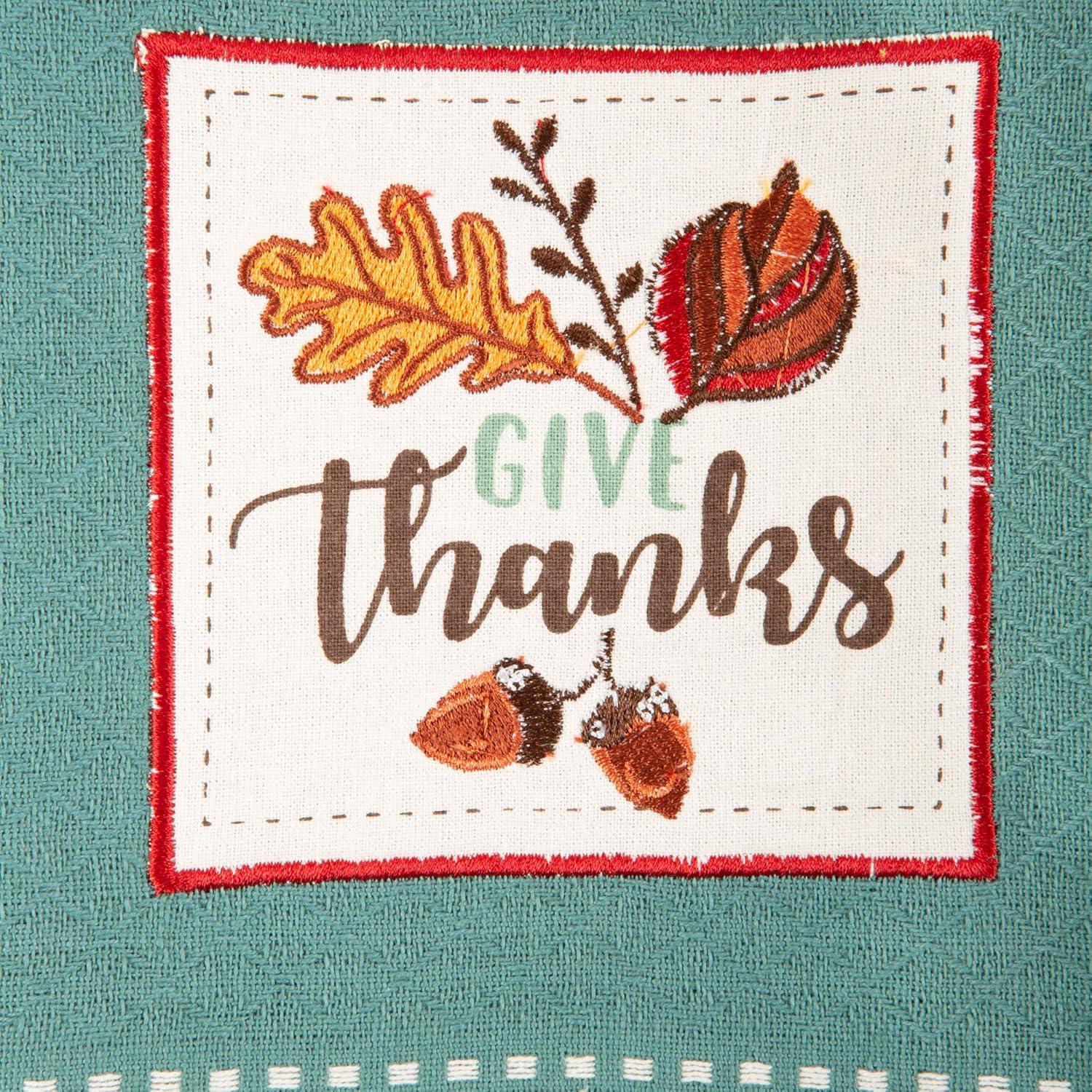 imageDII Thanksgiving Fall Kitchen Towels Collection Decorative Embellished Dish Towel Set 18x28 Wishes 2 CountGrateful
