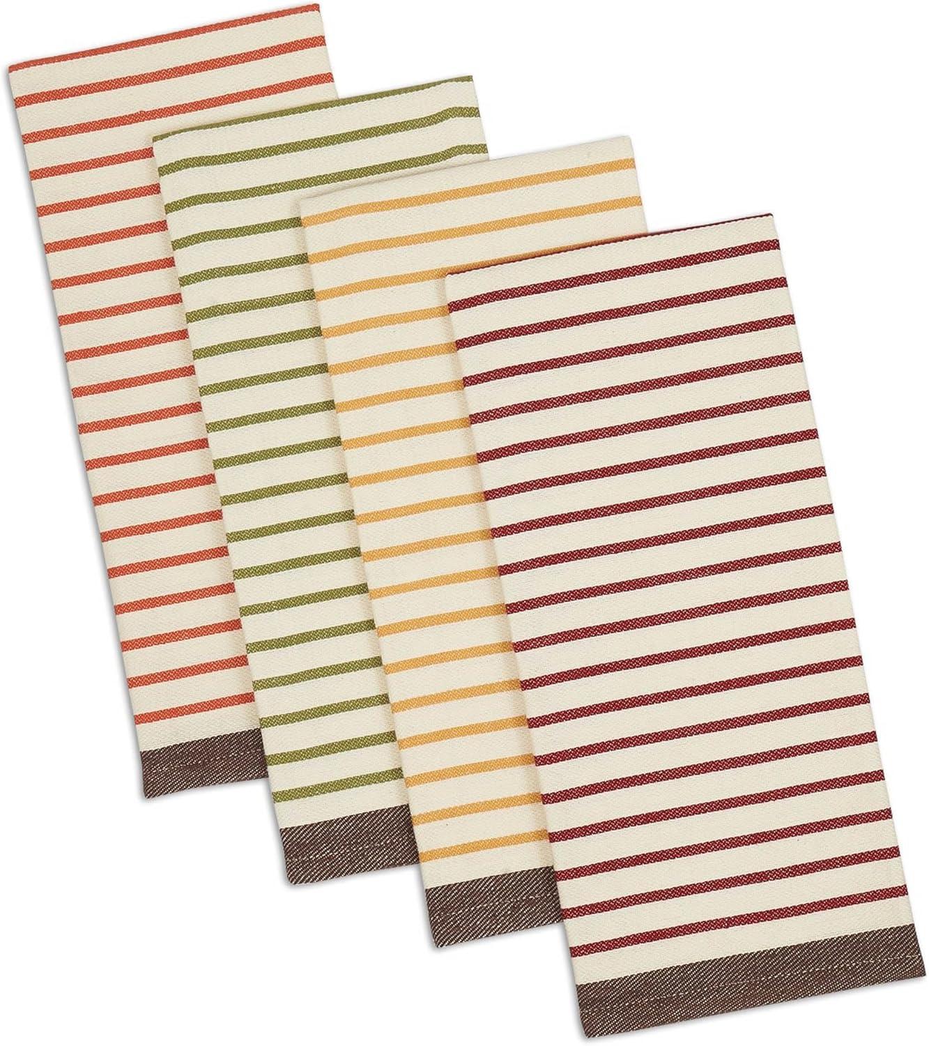 imageDII Thanksgiving Fall Kitchen Towels Collection Decorative Embellished Dish Towel Set 18x28 Wishes 2 CountHarvest Stripe
