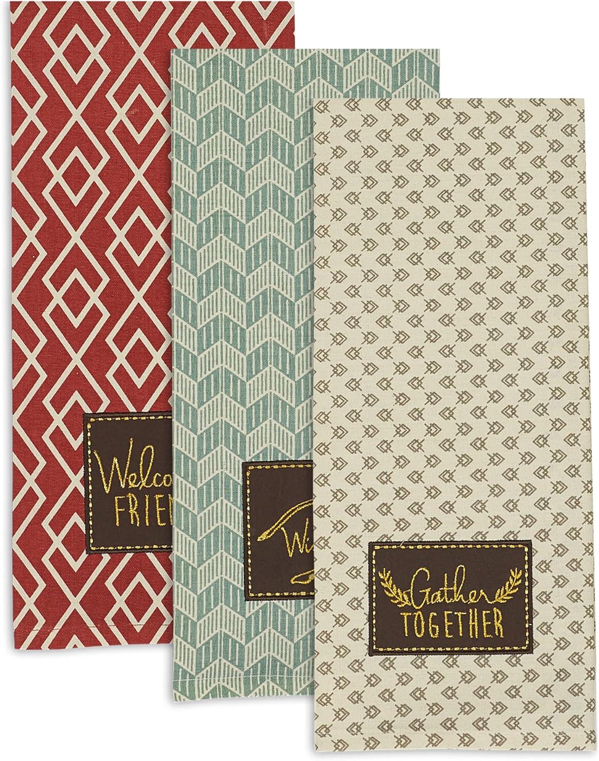 imageDII Thanksgiving Fall Kitchen Towels Collection Decorative Embellished Dish Towel Set 18x28 Wishes 2 CountRustic Fall