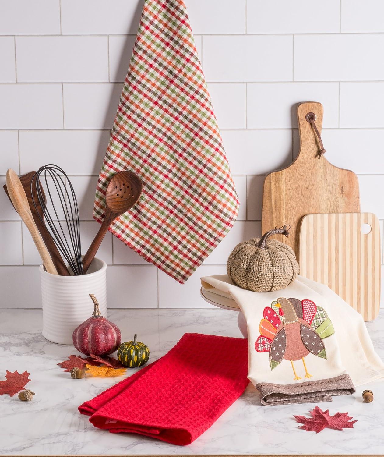imageDII Thanksgiving Fall Kitchen Towels Collection Decorative Embellished Dish Towel Set 18x28 Wishes 2 CountTurkey
