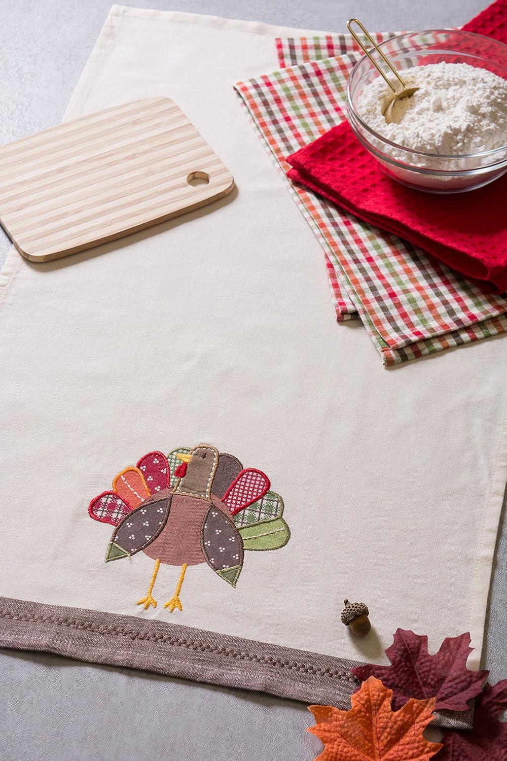 imageDII Thanksgiving Fall Kitchen Towels Collection Decorative Embellished Dish Towel Set 18x28 Wishes 2 CountTurkey