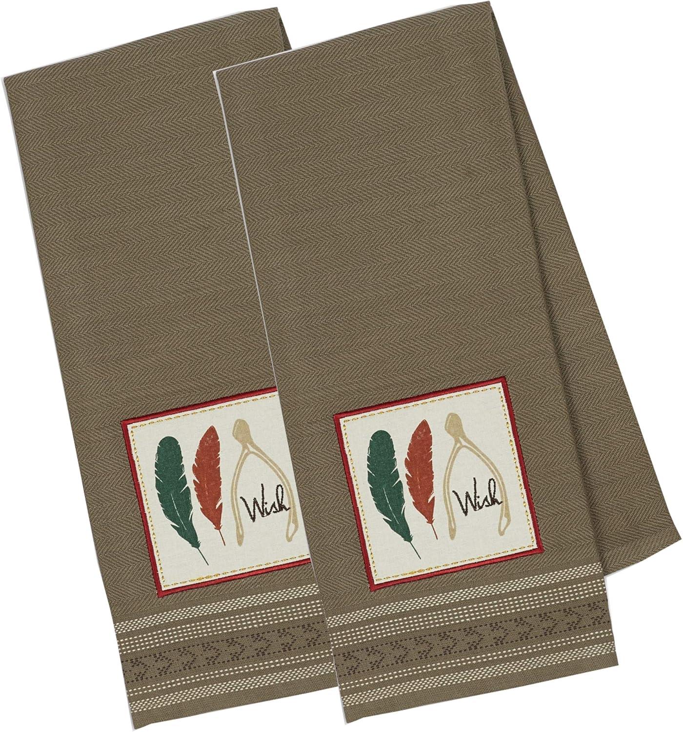 imageDII Thanksgiving Fall Kitchen Towels Collection Decorative Embellished Dish Towel Set 18x28 Wishes 2 CountWishes
