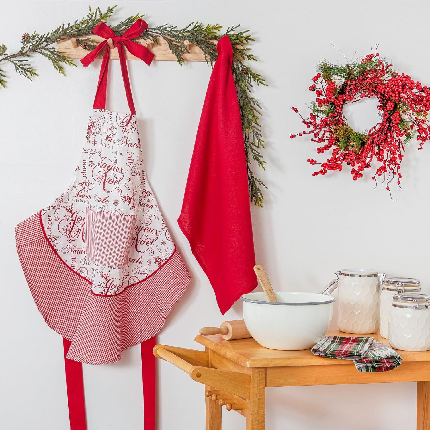 imageDII Womens Christmas Kitchen Apron Adjustable Adult Size for Cooking Baking Crafting ampamp EntertainingJoyeux Noel