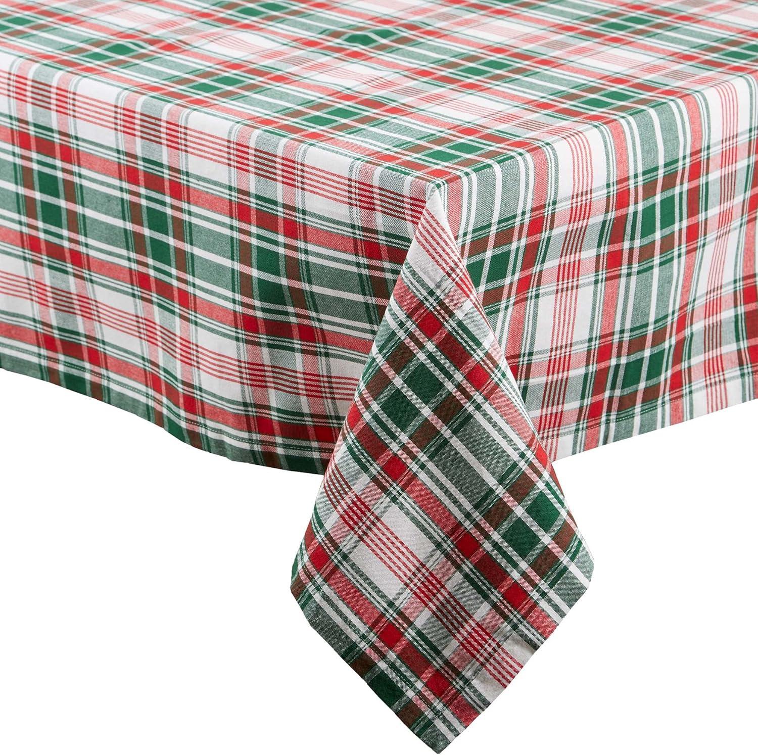 imageDII Yuletide Plaid Christmas Collection Holiday Dining Table Linen Tablecloth 60x84 Forest Green ampamp Maroon84 x 60 Rectangular
