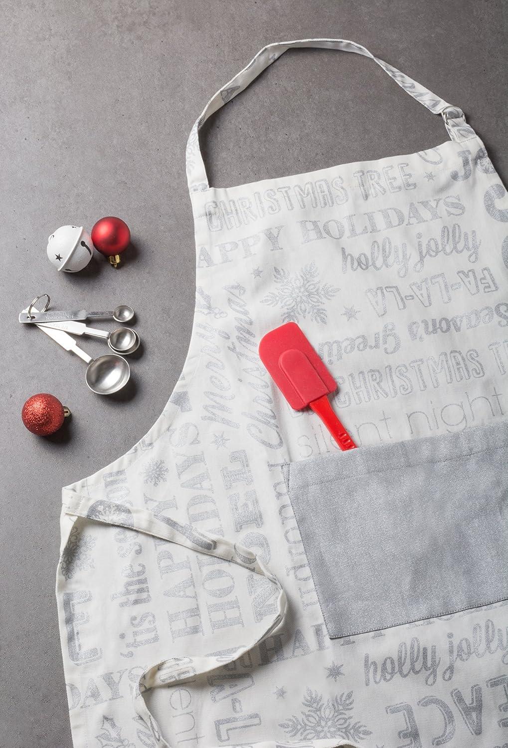 imageDII unisex Unisex Kitchen Christmas Apron for Women ampamp MenSilver Holiday Collage