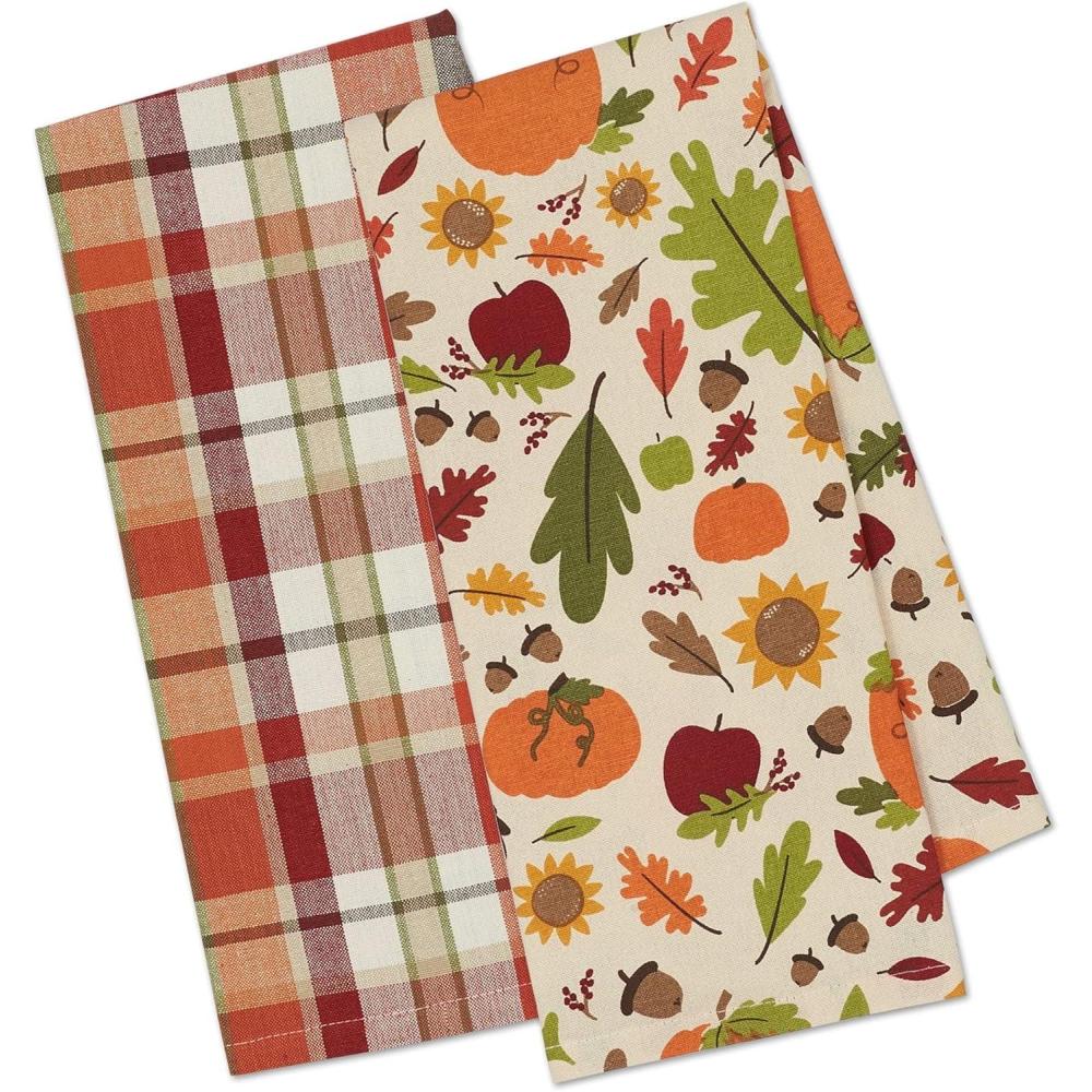 imageDII Fall Basics Kitchen Dishtowel Collection Printed ampamp Plaid Fall Dish Towel Set 18x28 Be Thankful Plaid 2 CountPumpkin Spice