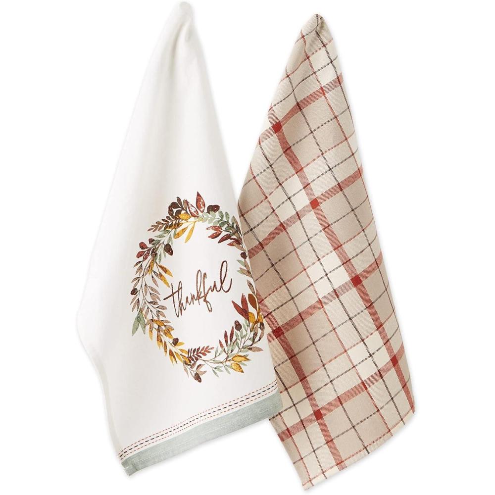 imageDII Fall Kitchen Towels for Kitchen Decorative Cotton Dish Towel Set 18x28 Grateful Heart 2 CountThankful Autumn