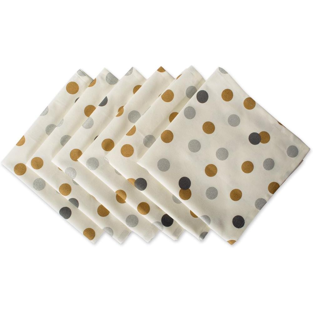 imageDII Holiday Dining Table Linen Metallic Fabric Kitchen Dcor Christmas Tablecloth 60x84 Silver Holiday CollageSilver  Gold Polka Dot Confetti