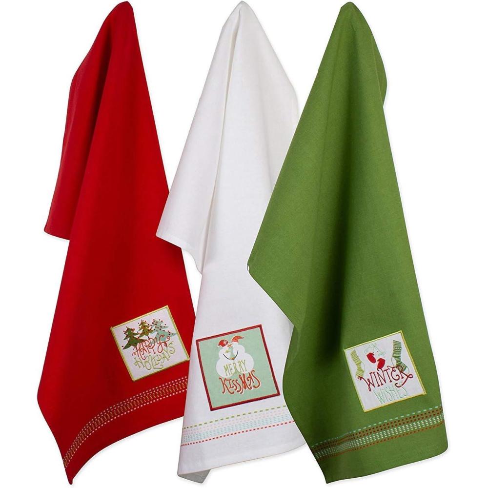 imageDII Holiday Kitchen Towels Embroidered Dish Towel Set 18x28 Cozy Christmas 3 PieceCozy Christmas