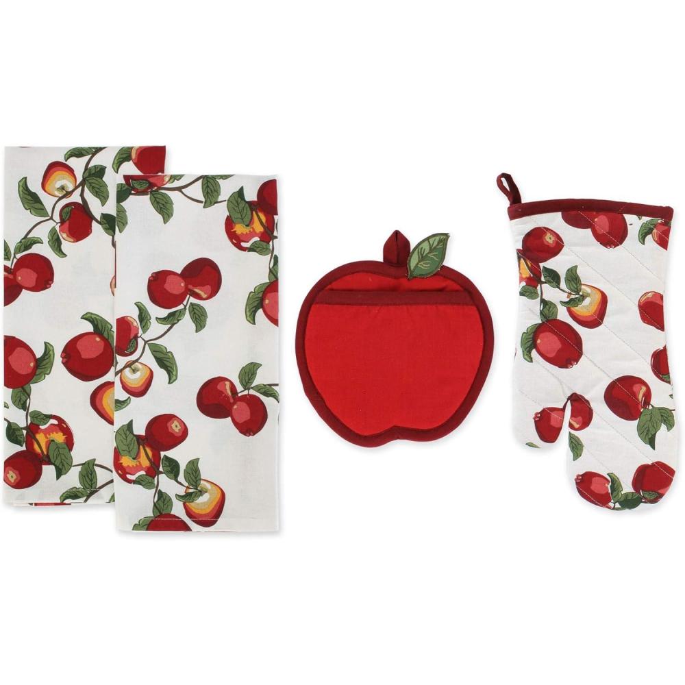 imageDII Kitchen Gift Set Collection Pot Holder ampamp 3 Dish Towels Fresh Herbs 4 PieceApple Orchard