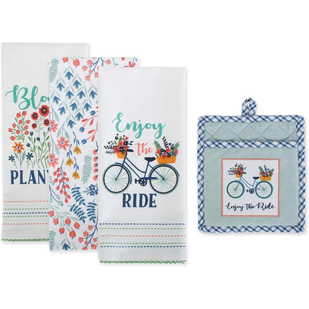 imageDII Kitchen Gift Set Collection Pot Holder ampamp 3 Dish Towels Fresh Herbs 4 PieceEnjoy the Ride