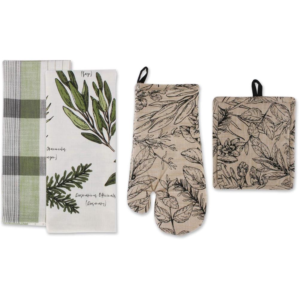 imageDII Kitchen Gift Set Collection Pot Holder ampamp 3 Dish Towels Fresh Herbs 4 PieceFresh Herbs