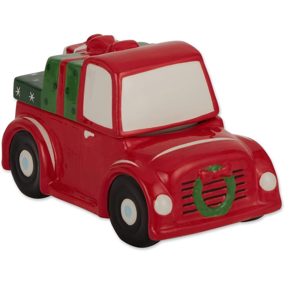 imageDII Seasonal Holiday Baking Collection Decorative Kitchen Servewrucke 105x6x65 Red Christmas Truck Cookie Jar