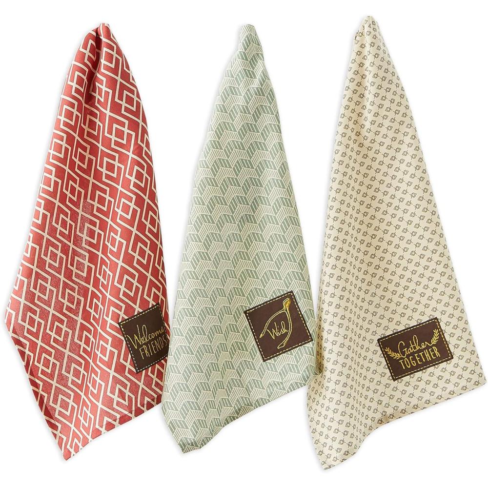 imageDII Thanksgiving Fall Kitchen Towels Collection Decorative Embellished Dish Towel Set 18x28 Wishes 2 CountRustic Fall
