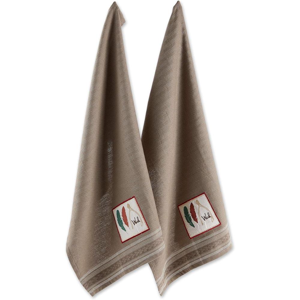 imageDII Thanksgiving Fall Kitchen Towels Collection Decorative Embellished Dish Towel Set 18x28 Wishes 2 CountWishes