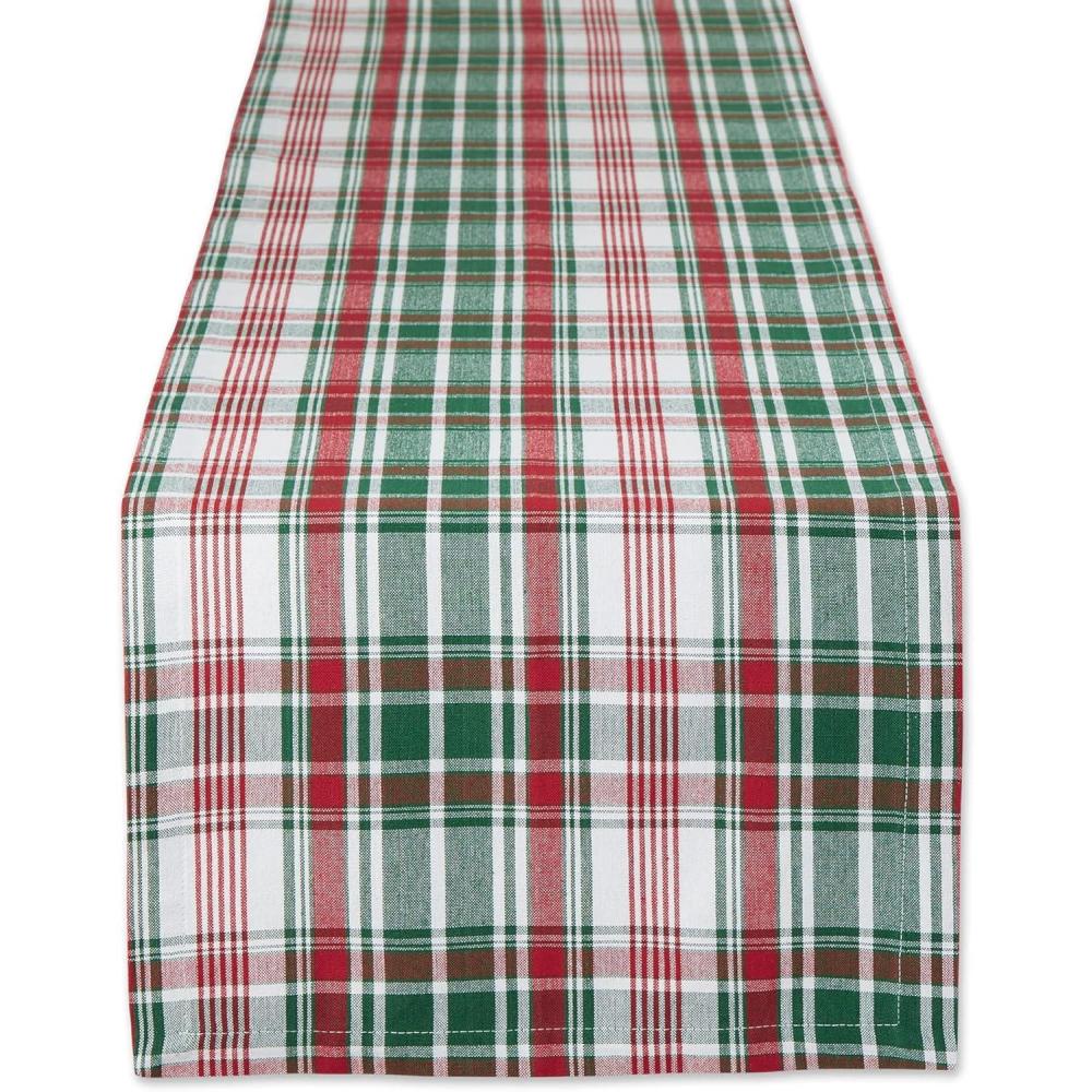 imageDII Yuletide Plaid Christmas Collection Holiday Dining Table Linen Tablecloth 60x84 Forest Green ampamp MaroonTable Runner  14x72