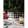 imageDII Christmas Tree Collar Decorative Cover for Metal Stand of Artificial or Live Holiday Xmas Tree 18quot Top Diameter 24quot Base Diameter 12quot Height Green White TrimFarmhouse Buffalo Check  Black  White