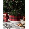 imageDII Christmas Tree Collar Decorative Cover for Metal Stand of Artificial or Live Holiday Xmas Tree 18quot Top Diameter 24quot Base Diameter 12quot Height Green White TrimFarmhouse Buffalo Check  Red  Black