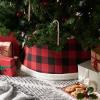 imageDII Christmas Tree Collar Decorative Cover for Metal Stand of Artificial or Live Holiday Xmas Tree 18quot Top Diameter 24quot Base Diameter 12quot Height Green White TrimFarmhouse Buffalo Check  Red  Black